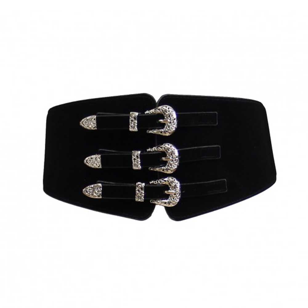 Zac's Alter Ego - Western style triple buckle suede Taille riem - Zwart
